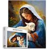 Tucocoo Puzzle da 1000 pezzi con donna Maria e pecora, per adulti, con Gesù, religiosa, arte, puzzle colorato fai da te per la decorazione della casa, regalo per la famiglia, perfetto per serate di