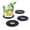 Balvi Sottobicchieri The Coaster Colore Nero Set di 4 sottobicchieri a Forma di Disco in Vinile in Si
