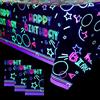 XJLANTTE Confezione da 4 tovaglie fosforescenti per feste - Tovaglia rettangolare in plastica fosforescente nera, 129,5 x 220 cm, per decorazioni per feste di compleanno che si illuminano al buio