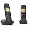 Gigaset - A170 Duo. Facile Da Usare Doppia Telefono Cordless Digitale Con Display Illuminato E Apparecchi Acustici-compatibile (confezione Da 2) Nero