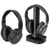TREVI - FRS 1580 TW Set 2 Cuffie TV Stereo Padiglione Auricolare Nero con Base Ricevitore RF Wireless