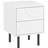 HOMCOM Comodino con 2 cassetti ad apertura a pressione e piedi in acciaio, 40x40x50 cm, Bianco | Aosom Italy