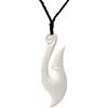 81stgeneration Ciondolo Hei Matau Lungo e Curvo in Osso Intagliato a Mano | Accessorio da Surfista da Uomo | Collana Fatta a Mano con Cordino e Amo da Pesca in Stile Maori