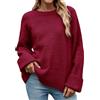 heekpek Maglione Donna Invernale Girocollo Caldo Maglia Donna Manica Lunga Morbido Casual Sciolto Maglione a Maglia Oversize Tops Autunno, Bordeaux, S