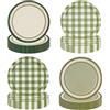 EVYIENEN 48 piatti di carta a quadretti verde salvia, 17,8 cm, usa e getta, a quadri, per torte, dessert, picnic, matrimoni, compleanni, campeggio, feste, 4 colori