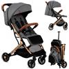 MoMi Passeggino Leggero e Compatto ESTELLE GREY Telaio Oro