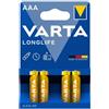VARTA - BATTERIA ALCALINA AAA LONGLIFE LR03 BLISTER*4