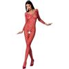 PASSION - DONNA BS077 BODYSTOCKING TAGLIA UNICA NERO - one-size - rojo