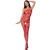 PASSION - DONNA BS076 BODYSTOCKING TAGLIA UNICA NERO - one-size - rojo