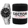 Sector Orologio Nero 230 Diver Clasp Polsiera 35mm Donna Sector