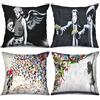 Tucocoo 4 federe quadrate per cuscini con graffiti, 45 x 45 cm, motivo street art di Banksy, decorative, moderne in bianco e nero, per divano, letto, auto, federe per cuscini