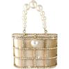 Boutique De FGG Borse a Spalla da Sera per Donna con Perle Totes Borse a Secchiello con Strass per Matrimoni Partito di Cristallo Pochette e Clutch, Piccolo, Oro