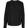 VERO MODA Vmlena LS Pleat Top Wvn Noos Camicia da Donna, Nero, XL
