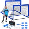 MAXVINI Cancello da calcio per giardino e bambini, 182 x 120 x 120 cm, con aste in fibra di vetro, per interni ed esterni, set pieghevole pop-up con 6 cappelli, calcio, scala da allenamento, pompa per