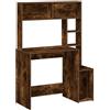 vidaXL Scrivania Mensole Rovere Fumo 100x45x140 cm Legno Multistrato, scrivania da Computer, scrivania autoportante, scrivania con mensole