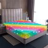 Loussiesd Lenzuolo singolo con angoli per bambini e ragazze, con stampa arcobaleno e stelle, colorato, a righe, decorativo, super morbido e traspirante, in microfibra
