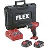 Flex Trapano avvitatore a batteria DD 2G 10.8-LD (2 marce, 10.8 V, con 2 batterie, 5 Ah, 1 caricabatterie, valigetta per il trasporto, mandrino 0, 8-10 mm) 516155, rosso