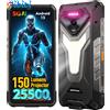 telefono da lavoro indistruttibile Android 15, AI Smartphone Con 150 Lumen Proie