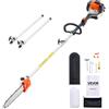 VEVOR Troncatrice a Gas per Alberi a 2 Tempi da 25 cc Troncatrice a Catena per Taglio con Barra di Taglio da 30,5 cm Tagliasiepi a Batteria con Serbatoio da 650 ml Estensibile da 2,12 m a 3,62 m