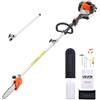 VEVOR Troncatrice a Gas per Alberi a 2 Tempi da 25 cc Troncatrice a Catena per Taglio con Barra di Taglio da 20,3 cm Tagliasiepi a Batteria con Serbatoio da 650 ml Estensibile da 2 a 2,74 m