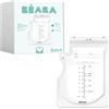 BÉABA, Lotto 50 Bustine per la conservazione del latte materno, 250 ml, presterilizzate, congelamento, classificazione, chiusura ermetica, etichettatura, 250 ml