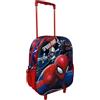 CARTOON Zaino con trolley Spiderman Marvel zainetto con immagini in rilievo per la scuola asilo materna 34 cm borsa con ruote e manico allungabile figura in 3D