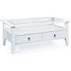 Inter Link - Tavolino - Tavolo in legno massiccio - Tavolino in pino massiccio - con piano in vetro - 2 cassetti tinti di bianco - 115 x 60 x 45 cm - Provence 7