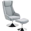 HOMCOM Poltrona Imbottita Girevole con Poggiapiedi, Reclinabile, 84x68x118 cm, Grigio | Aosom Italy