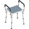 HOMCOM Sgabello per Doccia Regolabile con Braccioli e Fori di Drenaggio, in Alluminio, HDPE e EVA, 52x45x57-69 cm | Aosom Italy