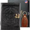 STAGLIFE Diario Rilegato in Pelle Con Pentagramma Nero, Taccuino Grimorio Libro Delle Omb