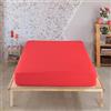 Vency Lenzuolo con Angoli Matrimoniale 160x200 cm Rosso Lenzuolo Matrimoniale in%100 Cotone 150g/m²
