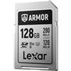 Lexar ARMOR SILVER PRO Scheda SD 128 GB, Scheda di memoria UHS-II, acciaio inossidabile, C10, U3, V60, video UHD 6K, fino a 280 MB/s in lettura, 120 MB/s in scrittura, scheda SDXC per DSLR/fotocamera