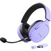 Trust Gaming GXT 491P Fayzo Cuffie Gaming Wireless Bluetooth + 2.4 GHz, Audio Surround 7.1, Batteria da 22 Ore, 35% Plastica Riciclata, RGB Cuffie Bluetooth Over Ear PC PS5 PS4 Switch - Porpora