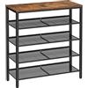 VASAGLE Scarpiera, Scaffale Portascarpe da Ingresso a 5 Livelli con Piano Ampio e Ripiani di Rete Regolabili, Slim, per Entrata Corridoio, Marrone Vintage e Nero Inchiostro LBS038B01