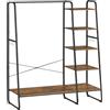 VASAGLE Stand Appendiabiti, Appendiabiti da Terra con Scarpiera, 5 Ripiani Portaoggetti, 6 Ganci Laterali, Camera da Letto, Soggiorno, Corridoio, Industriale, Marrone Vintage e Nero Opaco RGR116B01