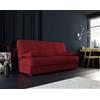 Dmora Divano Letto 3 posti Alvaro, Divano Contenitore con 2 Cuscini Inclusi, Sofà Tessuto Imbottito con Apertura Click-clack, 180x81h90 cm, Rosso