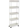 VERSA Skuvoy Mobile Bagno, Mobiletto Bagno Salvaspazio, Mobiletti, con 5 Ripiani e rotelle, Misure (A x L x l) 116 x 18 x 40 cm, ABS e plastica, Colore Bianco
