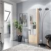 Dmora - Scarpiera Eugene, Armadio portascarpe alta a 1 anta, Mobile portascarpe moderno, Armadio da ingresso con specchio, 50x22h180 cm, Rovere