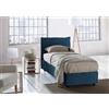 Talamo Italia Letto Singolo Luna, Letto Contenitore con Rivestimento in Tessuto, 100% Made in Italy, Apertura Laterale, Adatto per Materasso Cm 80x190, Blu