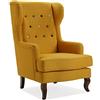 VERSA Botones Poltrona Salotto Imbottita per Soggiorno, Sedia con Braccioli Camera da Letto, con braccioli, Misure (A x L x l) 103 x 62 x 68 cm, Cotone e Legno, Colore Giallo