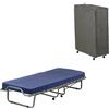 Talamo Italia Letto Pieghevole Venera, Brandina con Rete, Materasso, Lettino salvaspazio, 100% Made in Italy, 80x190h39 cm, Cover Protettiva Inclusa, Blu, 190 cm (15 doghe)