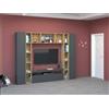 Dmora - Parete attrezzata Gilberto, Set salotto porta TV a 3 ante, Mobile soggiorno multiuso, 100% Made in Italy, cm 270x35h210, Antracite e Rovere