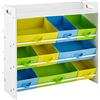 SONGMICS Scaffale per Giocattoli con 9 Contenitori di Tessuto Rimovibili, Mobile Portaoggetti per Bambini, Cameretta, Struttura di Legno con Mensola, 86 x 26.5 x 78 cm, Bianco GKR31WT