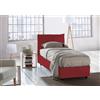 Dmora Letto Singolo Luna, Letto Contenitore con Rivestimento in Tessuto, 100% Made in Italy, Apertura Laterale, Adatto per Materasso Cm 80x190, Rosso