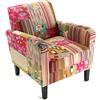 VERSA Pink Patchwork Poltrona Salotto Imbottita per Soggiorno, Sedia con Braccioli Camera da Letto, con braccioli, Misure (A x L x l) 71 x 77 x 65 cm, Cotone e Legno, Colore Rosa
