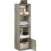 Furinno Luder Libreria a 4 Ripiani con Armadio a 1 Anta, Quercia Francese, 4-Tier