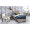 Talamo Italia Letto Singolo Ester, Letto Contenitore con Rivestimento in Ecopelle, 100% Made in Italy, Apertura Frontale, Adatto per Materasso Cm 80x190, Tortora