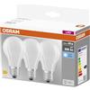 OSRAM LED Classic A60, lampade a filamento smerigliato in vetro per base E27, bianco freddo (4000K), sostituisce le tradizionali lampadine da 60W, scatola da 3