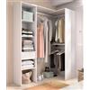 Dmora - Guardaroba grande Biaina, Mobile camera da letto, Cabina armadio portabiti, Armadio appendiabiti aperto ad angolo, 98x42 h187 cm, Bianco