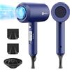 slopehill Phon Ionico, Slopehill Asciugacapelli Professionali con Motore AC 1800w per Asciugatura Rapida, Pulsante Caldo/Freddo, 1 Diffusore 2 Concentratori, 3 Impostazioni Di Temperatura （Blu Navy）